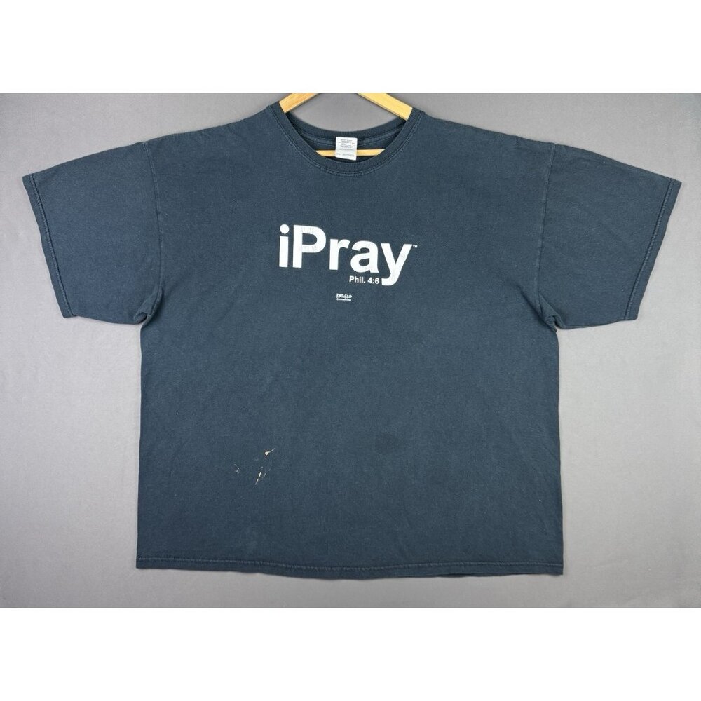 iPray Y2K Kerusso Phil. 4:6 Bible Verse Jesus Tee Lord God Black 2XL Promo Rare